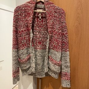 Aritzia Wilfred Free Nord Cardigan Italian Yarn Alpaca Wool Sweater XSmall, red